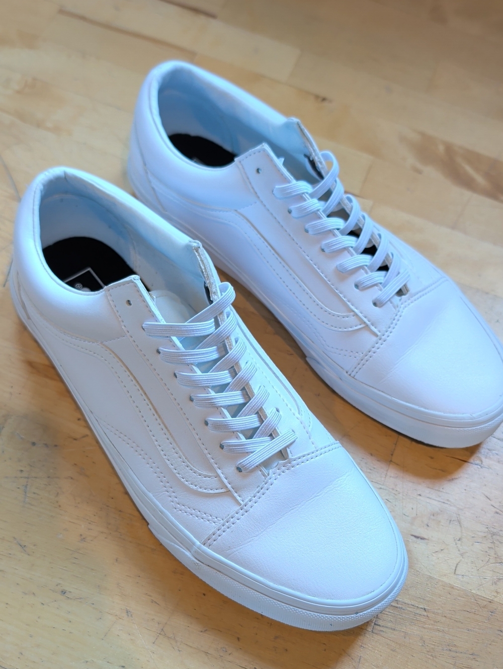 White Leather Vans Old Skool Men's 11